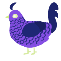 A blurple and navy chicken with a lace pattern