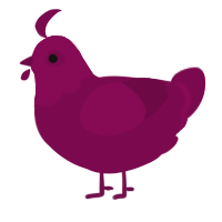 A wine chicken with a head pattern