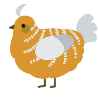 A orange and mist chicken with a half-bar pattern