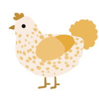 A cream and honey chicken with a speckle pattern