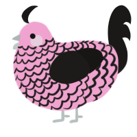A pink and sable chicken with a lace pattern