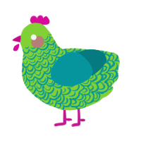 A grass and teal chicken with a double-lace pattern
