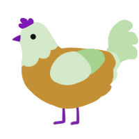 A gold and gluppy chicken with a head pattern