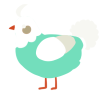 A mint and white chicken with a head pattern
