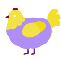 A lilac and yellow chicken with a head pattern