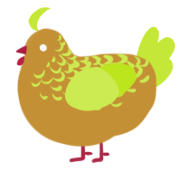 A gold and lime chicken with a half-lace pattern