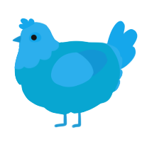 A cerulean and sky chicken with a head pattern