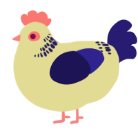 A navy and lemon chicken with a neck-band pattern