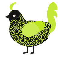 A black and lime chicken with a double-lace pattern