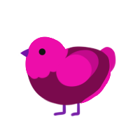 A wine and fuchsia chicken with a head pattern
