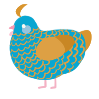 A cerulean and orange chicken with a lace pattern