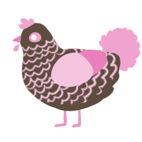 A bark and pink chicken with a lace pattern