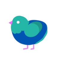 A ultramarine and turquoise chicken with a head pattern