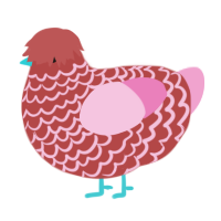 A red and pink chicken with a lace pattern