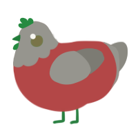 A red and ash chicken with a head pattern