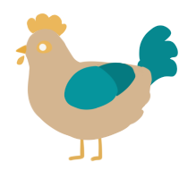 A beige and teal chicken