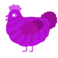 A amethyst and plum chicken with a bar pattern