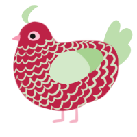A crimson and gluppy chicken with a lace pattern