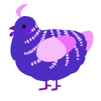 A indigo and lavender chicken with a half-bar pattern