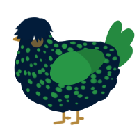 A tumblr and viridian chicken with a speckle pattern