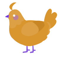 A orange chicken with a head pattern