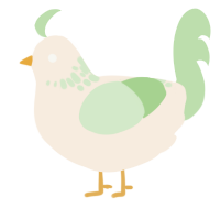 A cream and gluppy chicken with a neck-speckle pattern