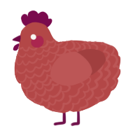A red chicken with a lace pattern