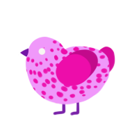 A lavender and fuchsia chicken with a speckle pattern