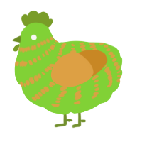 A grass and orange chicken with a bar pattern