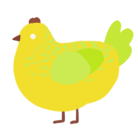 A yellow and lime chicken with a half-lace pattern