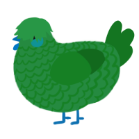 A viridian and leaf chicken with a lace pattern