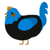 A black and sapphire chicken with a head pattern