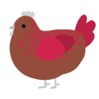 A russet and crimson chicken with a half-lace pattern