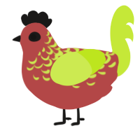 A red and lime chicken with a half-lace pattern