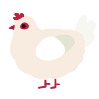 A cream and white chicken
