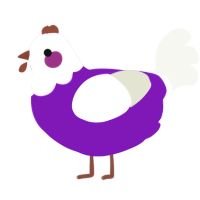 A violet and white chicken with a head pattern