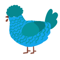 A sky and teal chicken with a lace pattern
