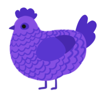 A blurple and indigo chicken with a lace pattern