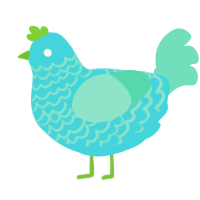 A aqua and mint chicken with a lace pattern