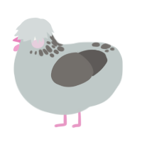 A silver and grey chicken with a neck-speckle pattern