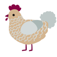 A beige and silver chicken with a lace pattern