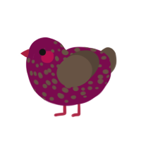 A wine and bark chicken with a speckle pattern