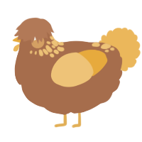 A brown and honey chicken with a neck-speckle pattern
