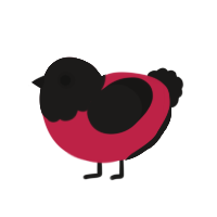 A crimson and sable chicken with a head pattern