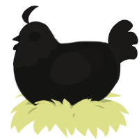 A black and sable chicken with a head pattern