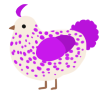A cream and amethyst chicken with a speckle pattern