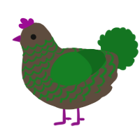 A bark and leaf chicken with a lace pattern