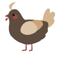 A bark and beige chicken