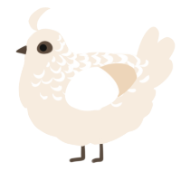 A cream chicken with a half-lace pattern