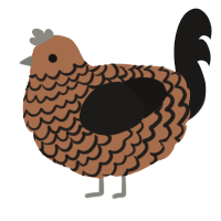 A brown and sable chicken with a lace pattern